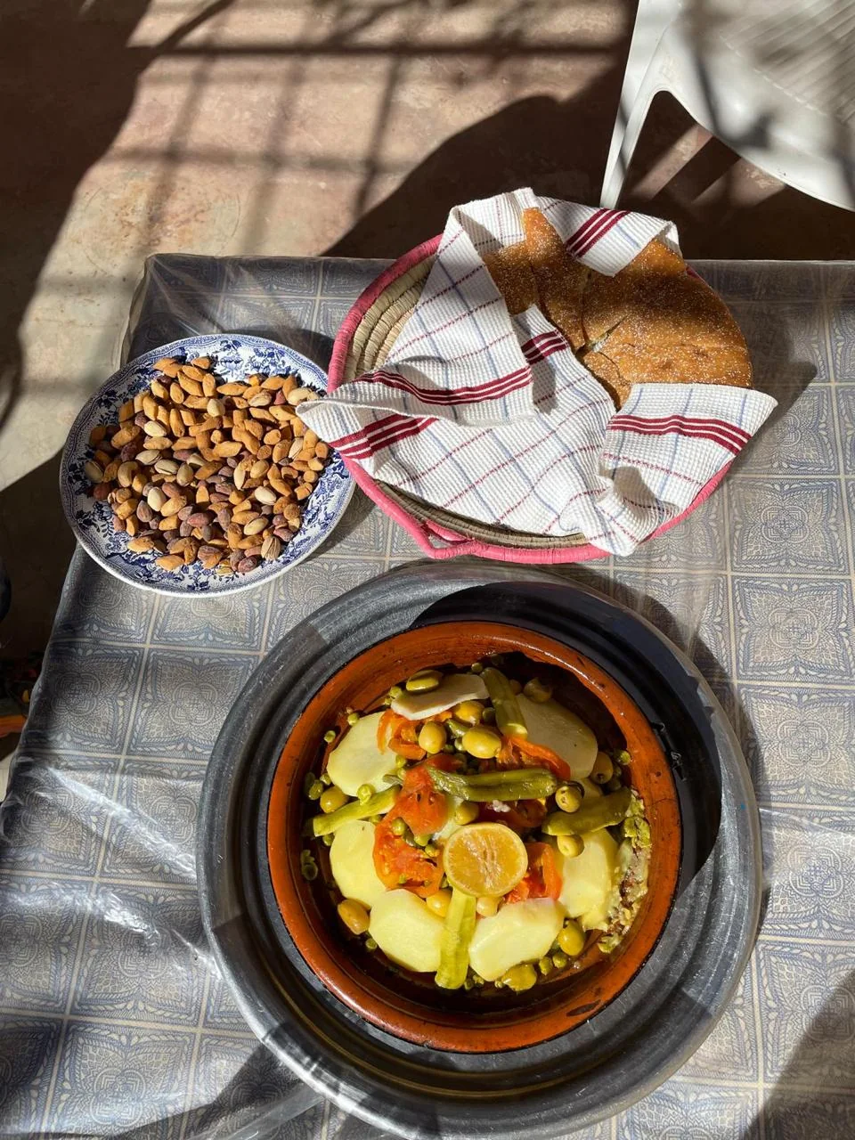 Traditional Berber lunch in Zat Valley near Tighedouine, Morocco